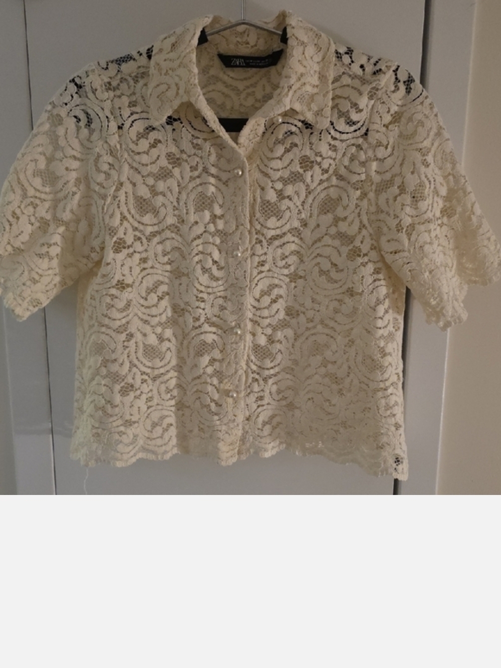 Zara Ivory Lace Button-Front Blouse